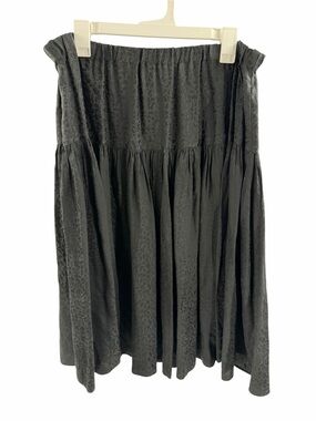 Lili Butler 100% Silk Black Animal Print Midi Skirt Size XXL Quiet Luxury Goth